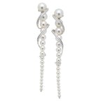 Akoya Baby White Pearl Diamond White Gold Luxury Cocktail Twist Conch Earrings