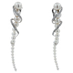 Akoya Baby White Pearl Diamond White Gold Luxury Cocktail Twist Conch Earrings