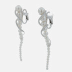 Akoya Baby White Pearl Diamond White Gold Luxury Cocktail Twist Conch Earrings