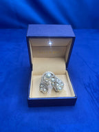 Akoya White Pearl Grape Luxury Cocktail Pave Elegant 18K White Gold Diamond Ring
