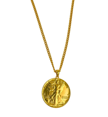 American USA Vintage Dollar Genuine Coin Curb Link Yellow Gold Vermeil Sterling 