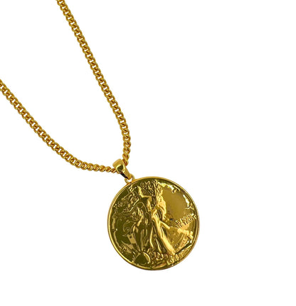 American USA Vintage Dollar Genuine Coin Curb Link Yellow Gold Vermeil Sterling 