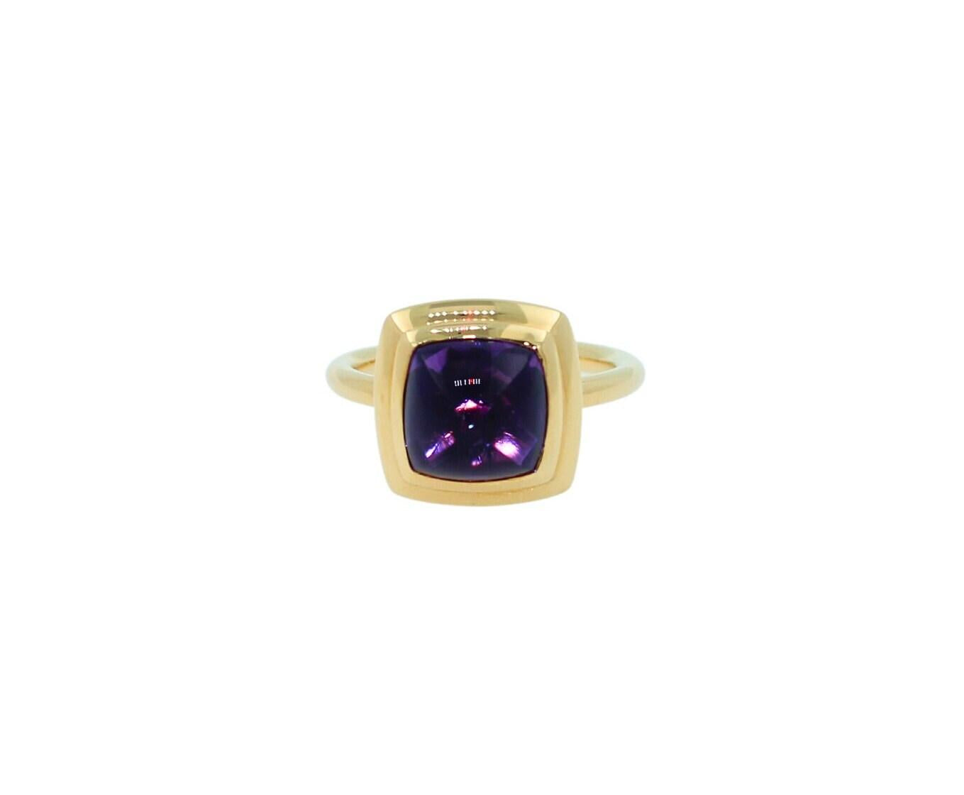 Amethyst Sugarloaf Cabochon Mountain Pyramid Cone Cocktail Statement Solitaire 1