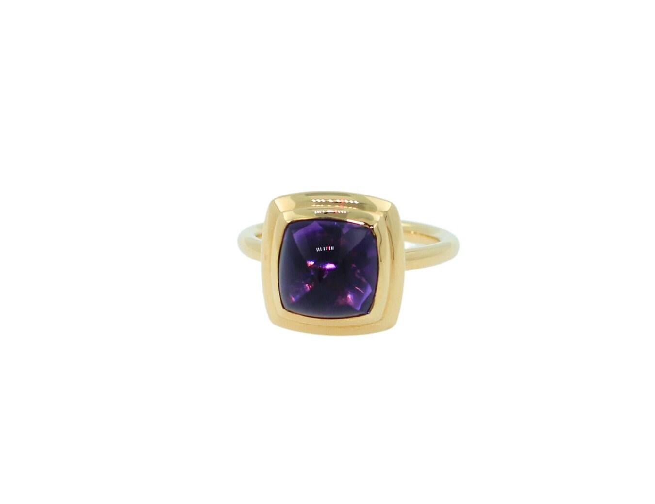 Amethyst Sugarloaf Cabochon Mountain Pyramid Cone Cocktail Statement Solitaire 1