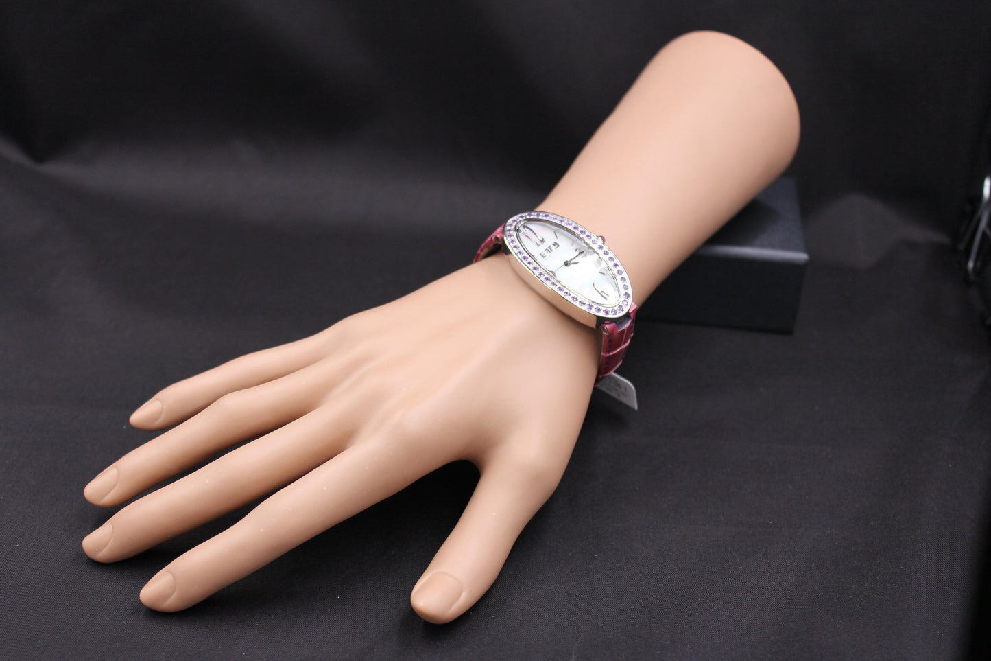 amethysts pave dial luxury swiss quartz exotic leather band watch