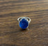 Dark Blue Azurite Bezel Set Diamond Halo 14K White Gold Statement Ring