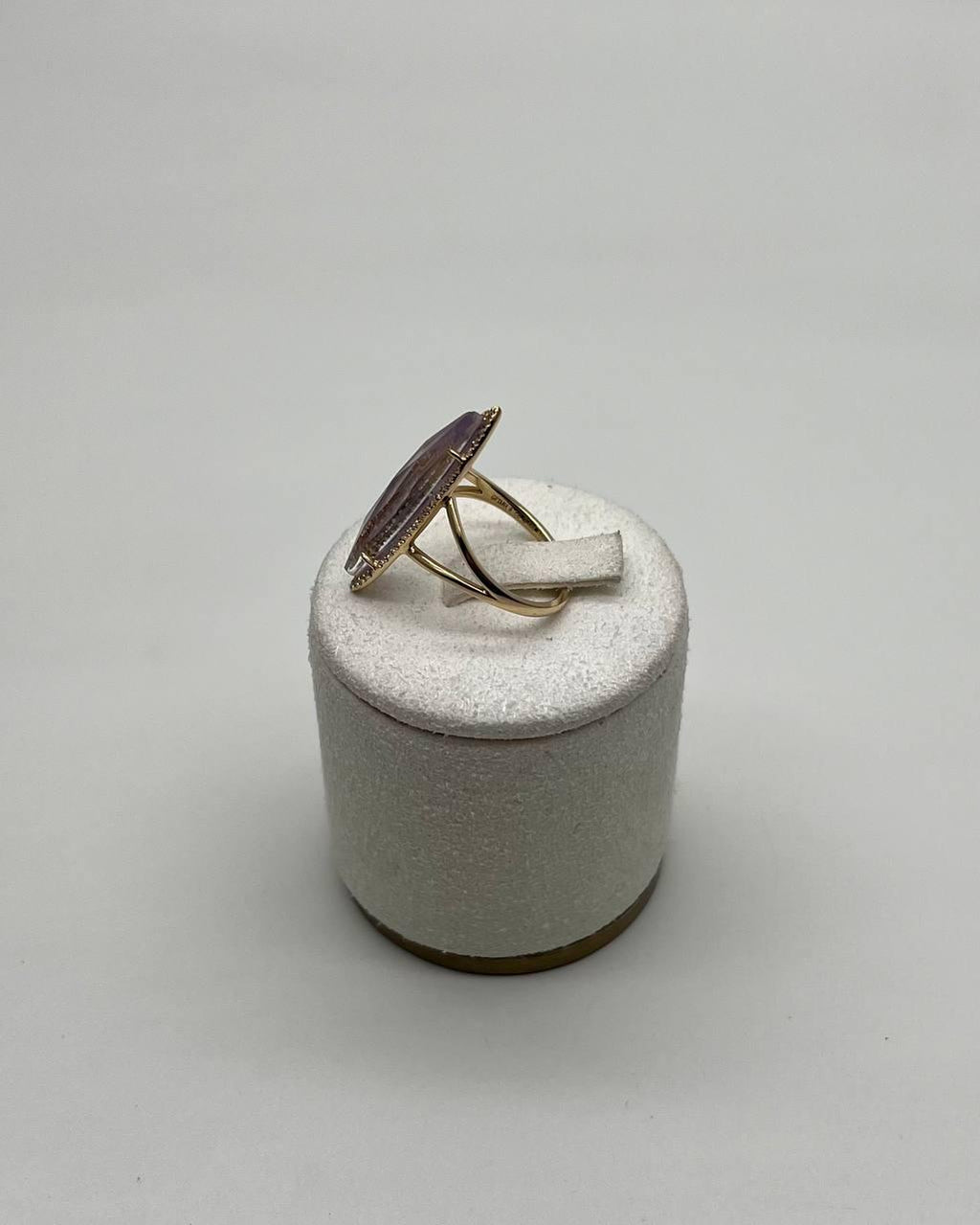 Marquis Light Violet Purple Amethyst Diamond Halo 14 Yellow Gold Statement Ring