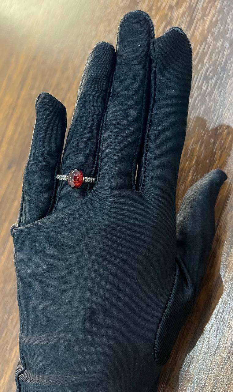Oval Shape Dark Red Ruby Cabochon 14K Yellow Gold Diamond Accented Cocktail Ring