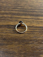 Oval Shape Dark Red Ruby Cabochon 14K Yellow Gold Diamond Accented Cocktail Ring
