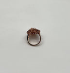 Clear Quartz with Pink Sapphires Purple Amethysts White Diamonds 14K Gold Ring