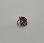Clear Quartz with Pink Sapphires Purple Amethysts White Diamonds 14K Gold Ring