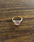 Round Circle Cabochon Pink Rose Quartz 14K Diamond Statement Unique Ring