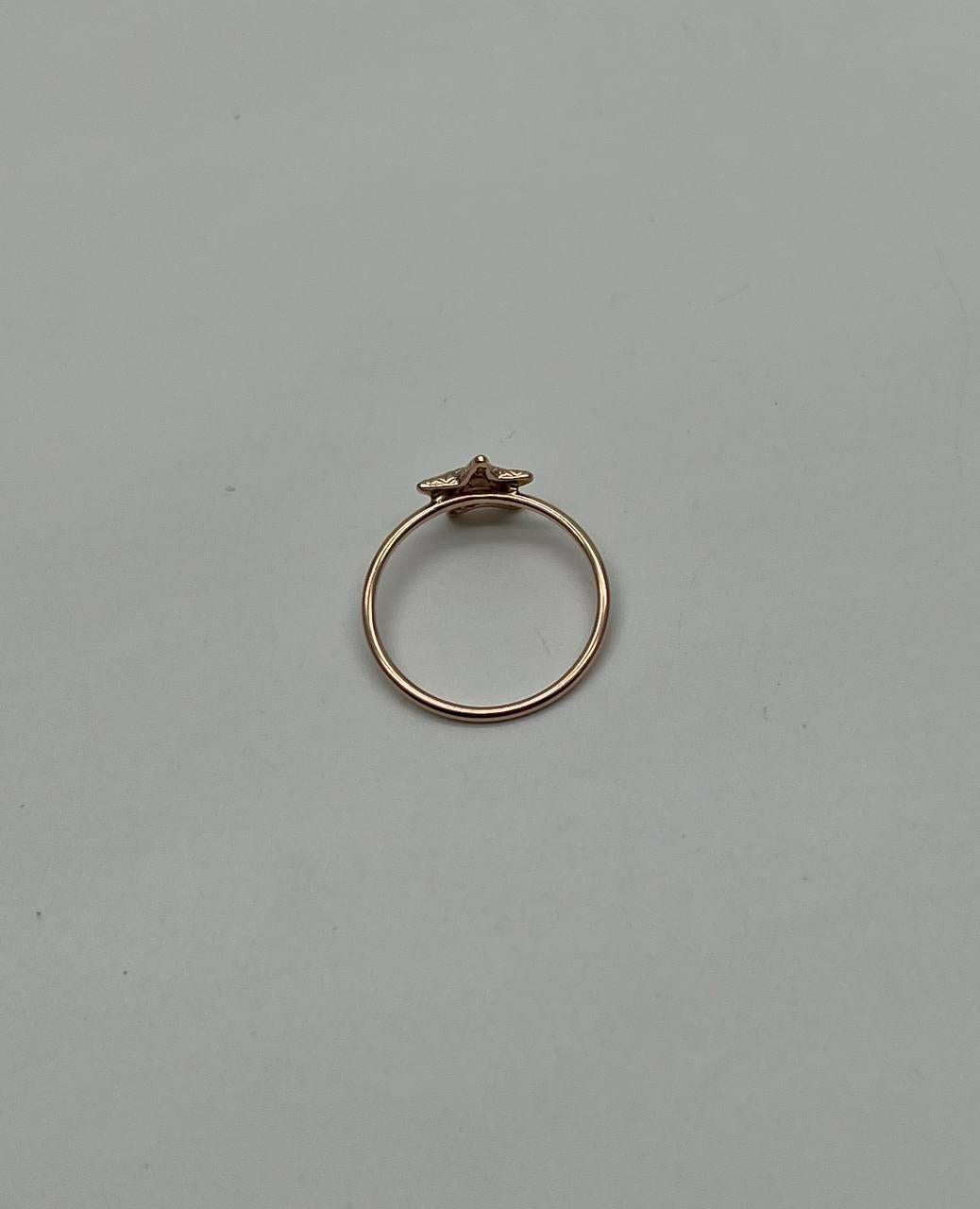 Diamonds Pave Set Star 14K Rose Gold Dainty Motif Band Ring