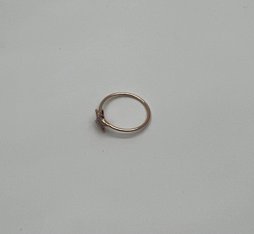 Diamonds Pave Set Star 14K Rose Gold Dainty Motif Band Ring