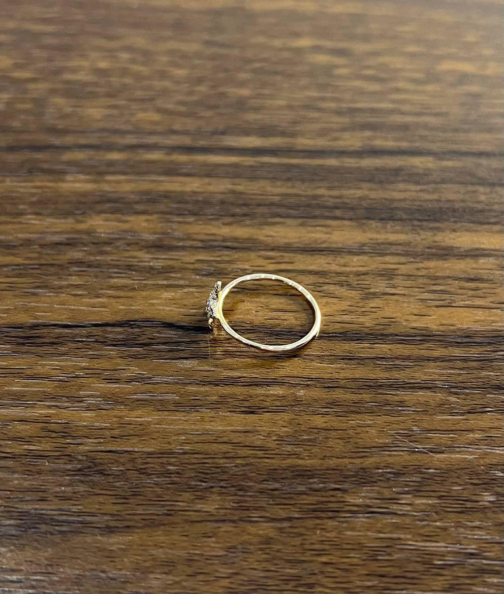 Diamonds Pave Set Star 14K Rose Gold Dainty Motif Band Ring