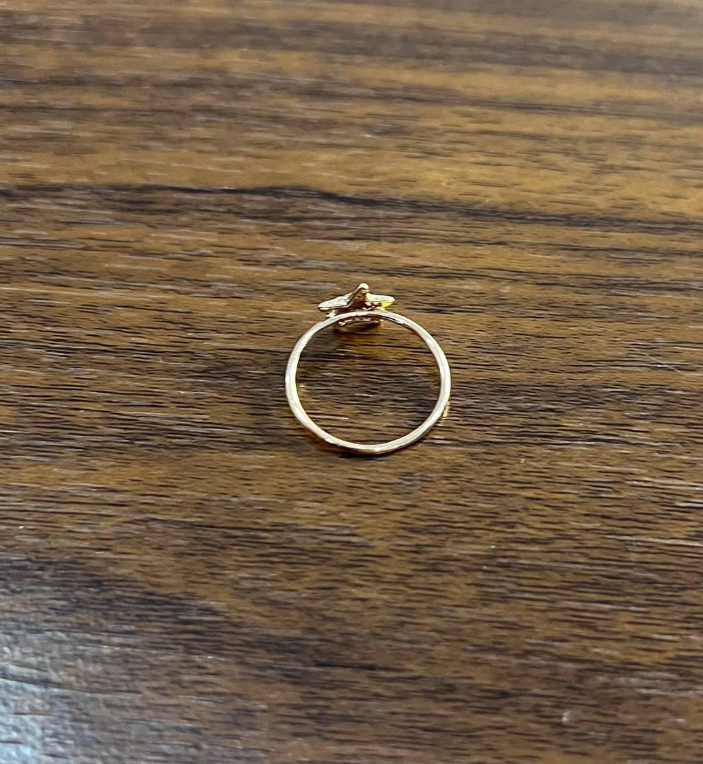 Diamonds Pave Set Star 14K Rose Gold Dainty Motif Band Ring