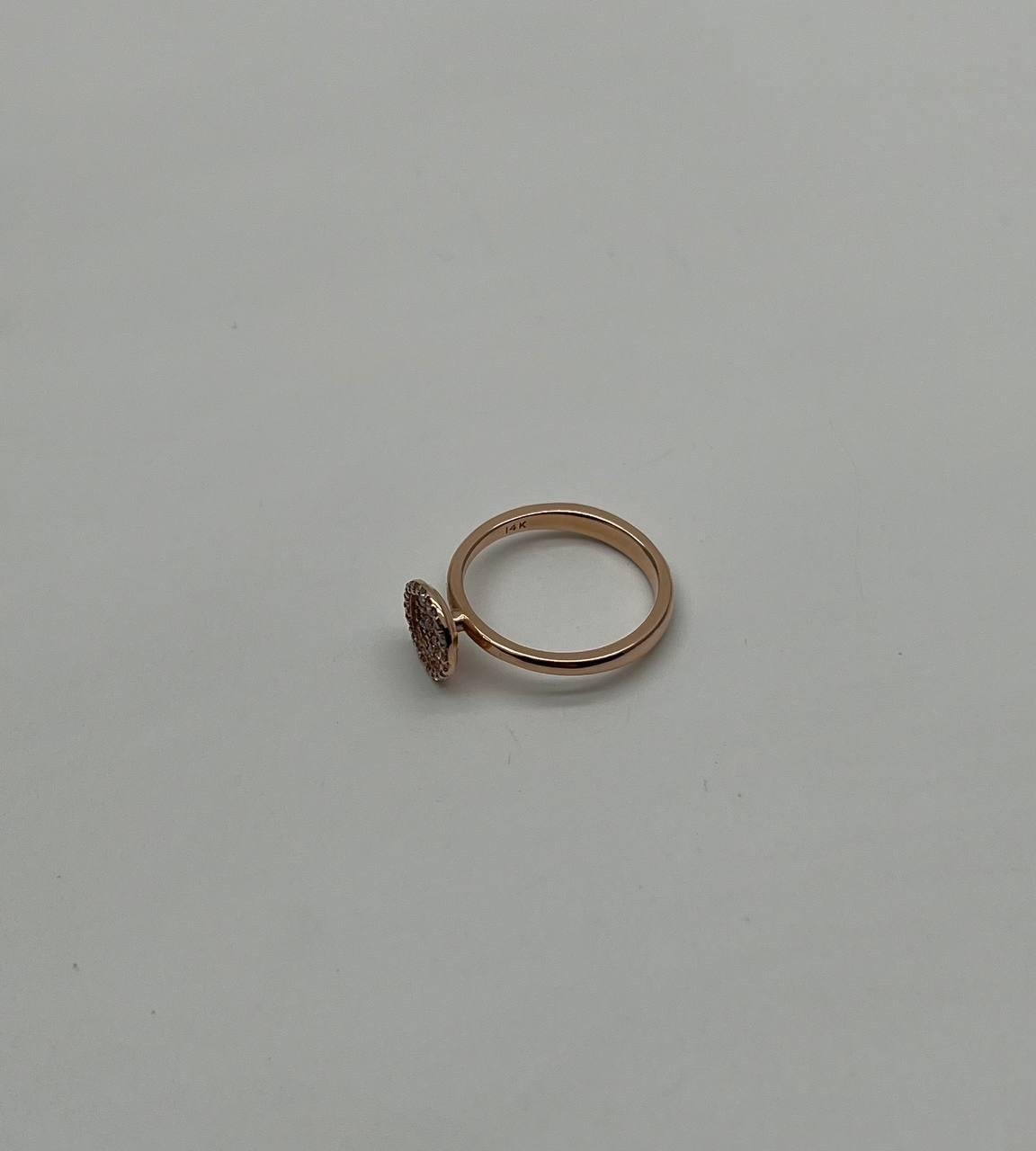 Diamond Cluster Pave Set 14K Rose Gold Statement Fashion Minimalistic Ring
