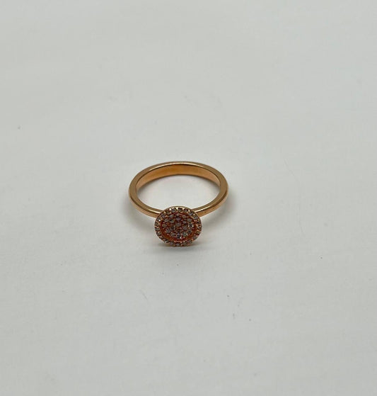 Diamond Cluster Pave Set 14K Rose Gold Statement Fashion Minimalistic Ring