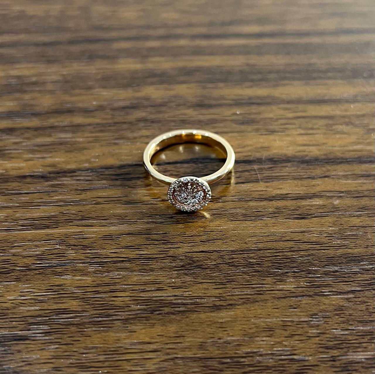 Diamond Cluster Pave Set 14K Rose Gold Statement Fashion Minimalistic Ring