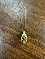Dark Orange Citrine Tear Drop Shape Diamond Gemstone 14K Gold Pendant Necklace