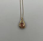Dark Orange Citrine Tear Drop Shape Diamond Gemstone 14K Gold Pendant Necklace