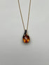 Dark Orange Citrine Tear Drop Shape Diamond Gemstone 14K Gold Pendant Necklace
