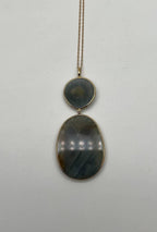 Dark Earthy Green Labradorite Diamonds Halo 14K Gold Statement Earrings