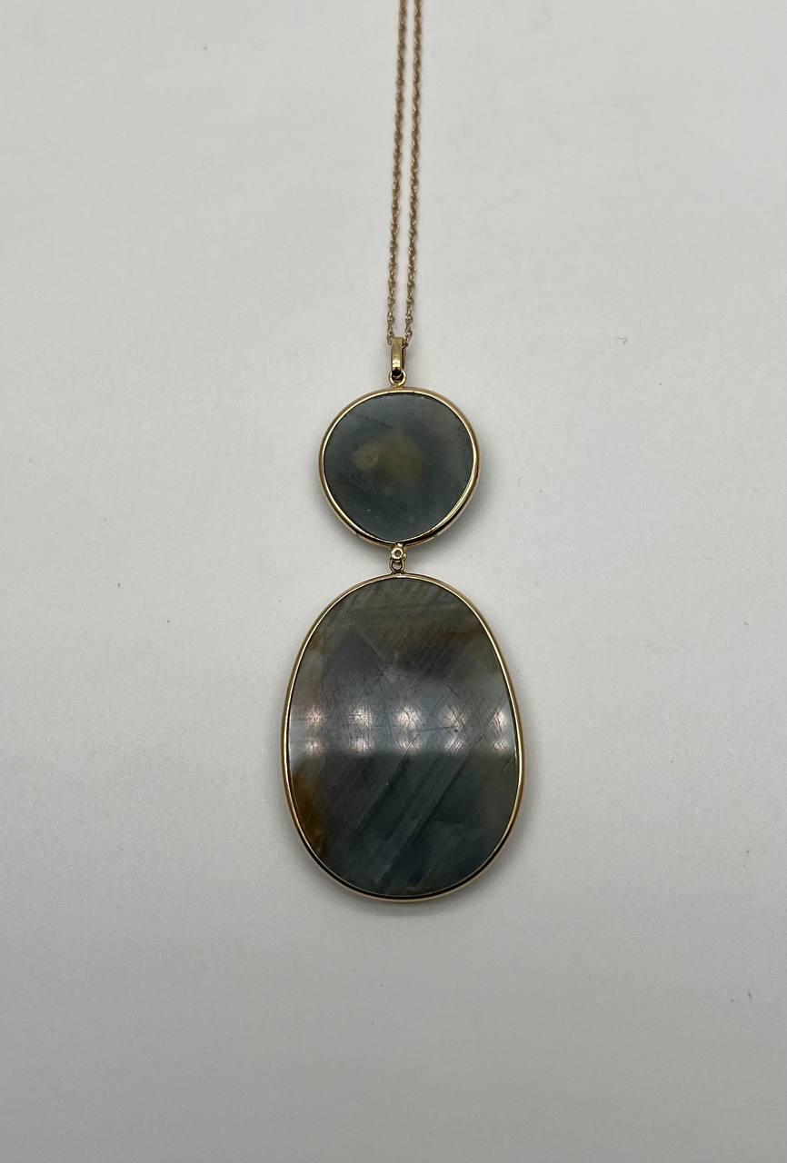 Dark Earthy Green Labradorite Diamonds Halo 14K Gold Statement Earrings