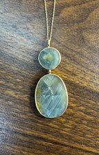Dark Earthy Green Labradorite Diamonds Halo 14K Gold Statement Earrings
