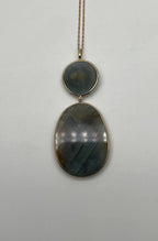 Dark Earthy Green Labradorite Diamonds Halo 14K Gold Statement Earrings
