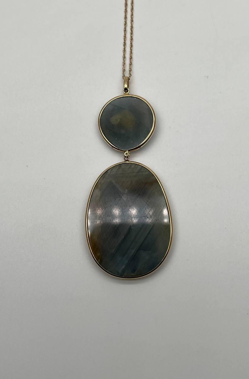 Dark Earthy Green Labradorite Diamonds Halo 14K Gold Statement Earrings