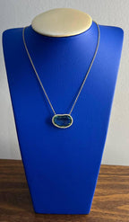 Free Form Shape Light Green Tourmaline Diamond Halo 14K Gold Pendant Necklace