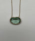 Free Form Shape Light Green Tourmaline Diamond Halo 14K Gold Pendant Necklace
