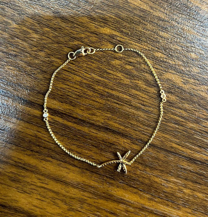 Dragonfly Dragon Fly 14K Rose Gold Chain Diamond Station Bracelet