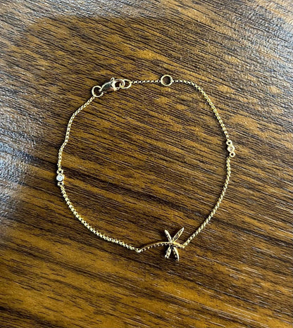 Dragonfly Dragon Fly 14K Rose Gold Chain Diamond Station Bracelet