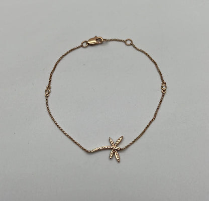 Dragonfly Dragon Fly 14K Rose Gold Chain Diamond Station Bracelet