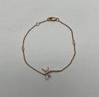Dragonfly Dragon Fly 14K Rose Gold Chain Diamond Station Bracelet