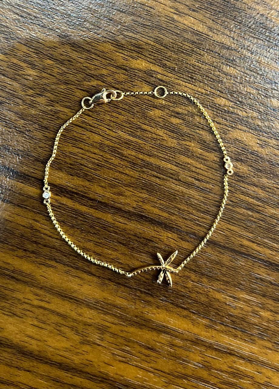 dragonfly dragon fly 14k rose gold chain diamond station bracelet