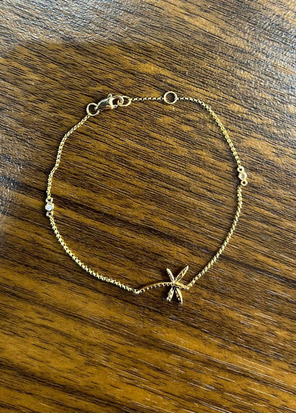 Dragonfly Dragon Fly 14K Rose Gold Chain Diamond Station Bracelet