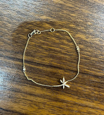 Dragonfly Dragon Fly 14K Rose Gold Chain Diamond Station Bracelet