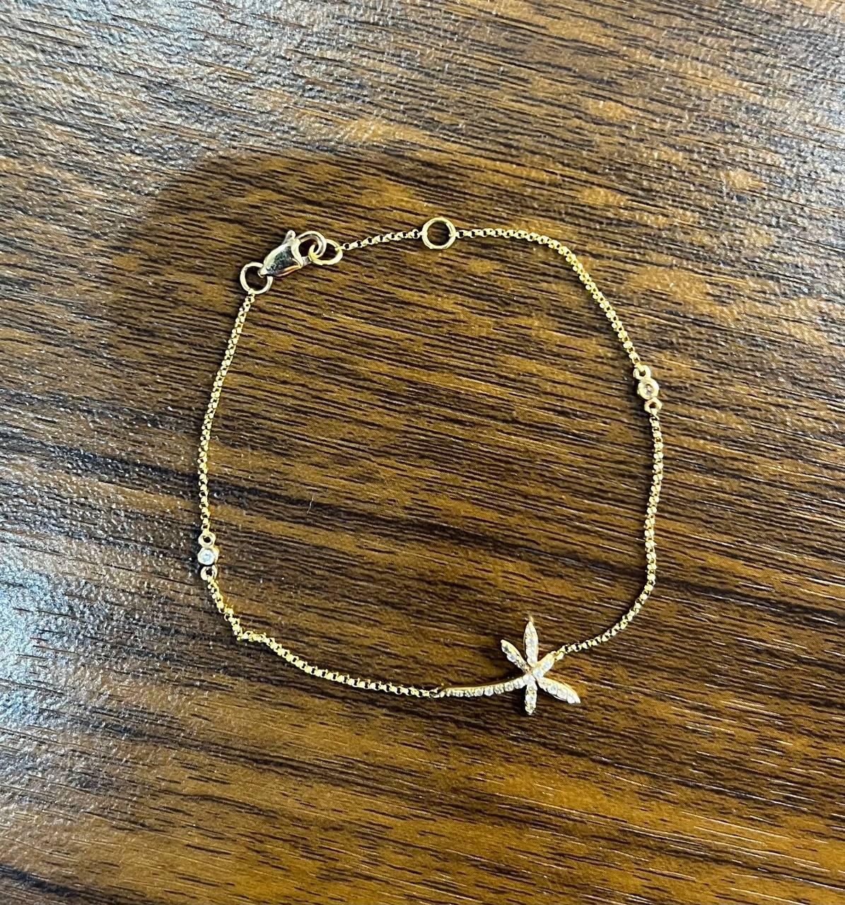 dragonfly dragon fly 14k rose gold chain diamond station bracelet