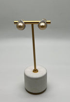 Golden Yellow South Sea Pearls White Diamonds Halo 14K Yellow Gold Earrings
