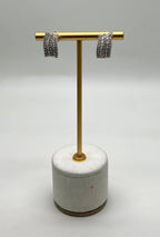 Diamond Baguette Pave Set 14K White Gold Statement Huggie Earrings