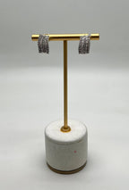 Diamond Baguette Pave Set 14K White Gold Statement Huggie Earrings