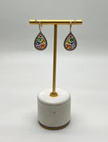 Multicolor Rainbow Sapphires Diamond 14K Yellow Gold Statement Drop Earrings
