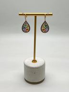 Multicolor Rainbow Sapphires Diamond 14K Yellow Gold Statement Drop Earrings
