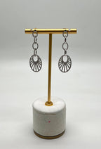 Diamond Sun Ray Halo 14K White Gold Dangle Drop Chandelier Earrings