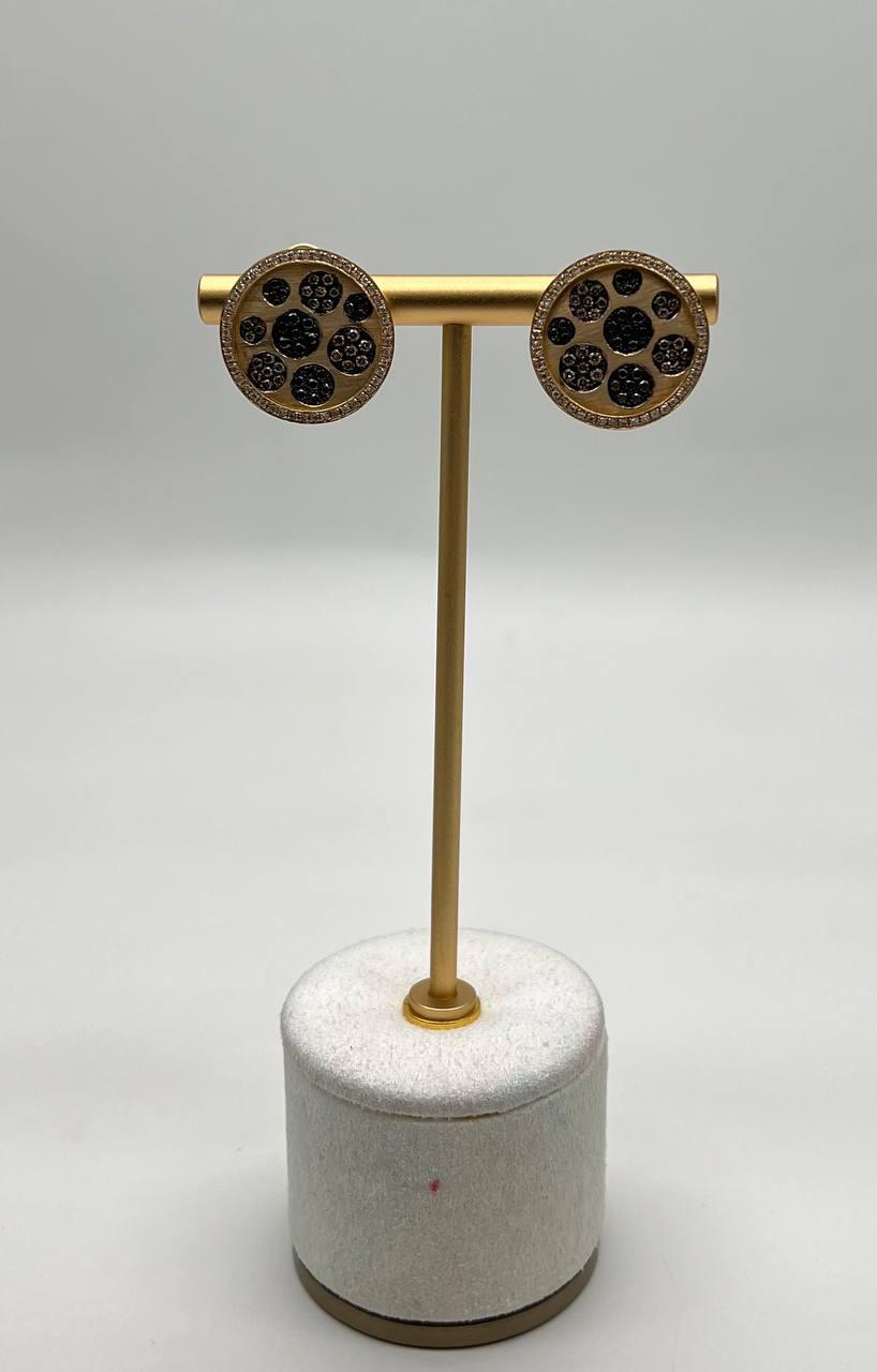 Diamond Pave Galaxy Solar Universal 14K Yellow Gold Statement Unique Earrings