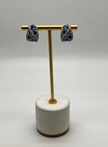 Dark Light Hue Blue Sapphire Cluster Diamonds Pave White Gold Huggie Earrings