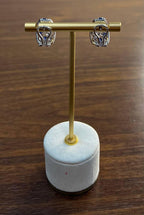 Dark Light Hue Blue Sapphire Cluster Diamonds Pave White Gold Huggie Earrings